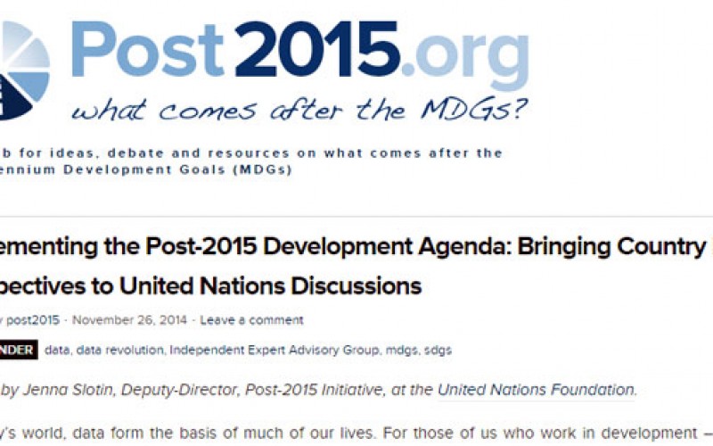 Implementing Post-2015 Development Agenda: Bringing Country-Level Perspectives to United Nations