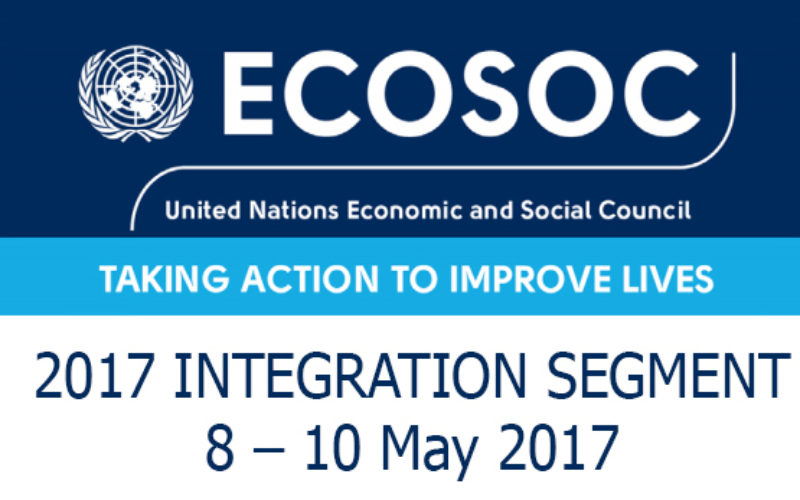 SV’s experts to join SDG discussions at  ECOSOC Integration Segment 2017 (8 and 10 May 2017)