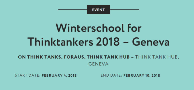 SV is a strategic partner of the Winterschool of Thintakers in Geneva